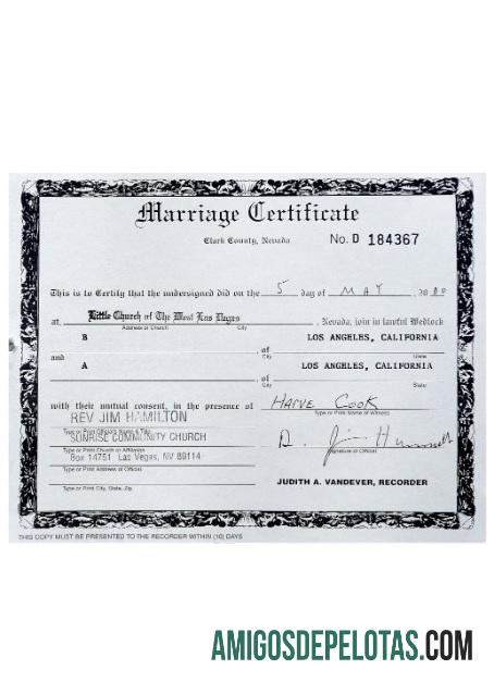 Certificado de casamento nos EUA Nevada baixar para verificação